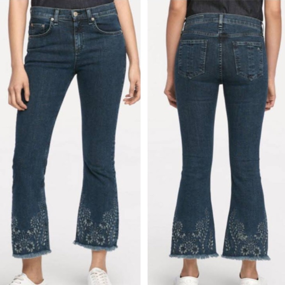 Rag and Bone embroidered crop flare size 27